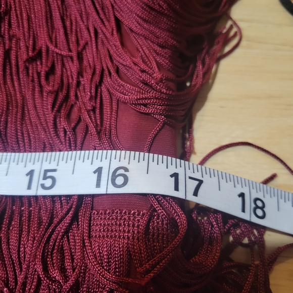 White House Dark Rouge Market  Flapper Fringe Cocktail Dress Size Small - Picture 5 of 6